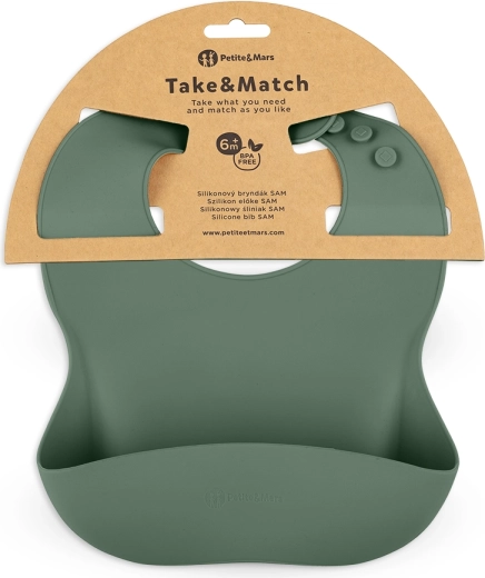 Petite&Mars Silikon-Lätzchen Take&Match misty green