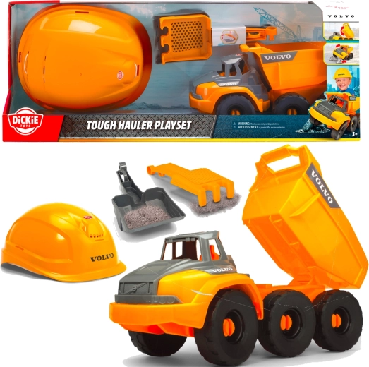 Dickie Toys Volvo Bauset mit Muldenkipper und Schutzhelm