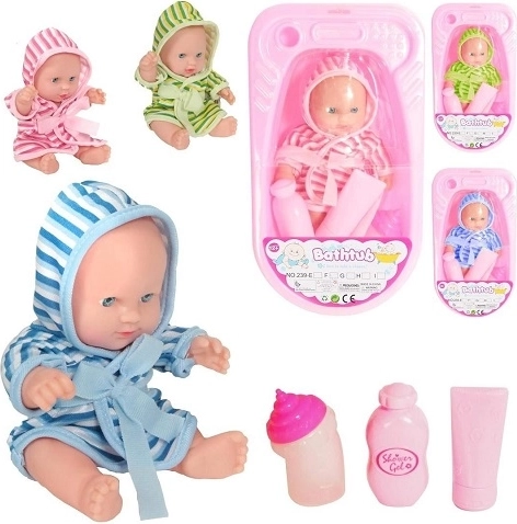 Baby-Puppe in Badewanne mit Zubehör
