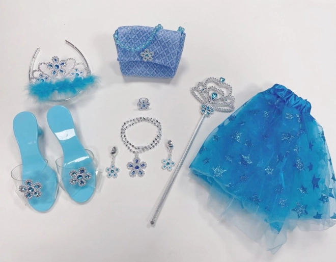 Blaues Prinzessinnen-Set – Röckchen, Schühchen und Handtasche