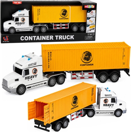 Kinder-LKW TIR mit abnehmbarem Container, Licht und Sound 54 cm (gelb) – 1 Stück