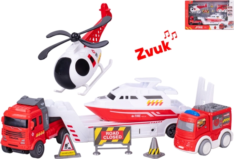 Feuerwehr-Spielset mit 30 cm LKW mit Licht und Sound