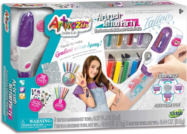 Tasia Airbrush-Tattoo-Studio mit Zubehör und 38 Schablonen