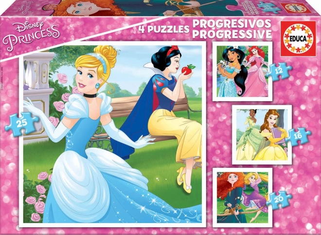 Educa Puzzle Disney Prinzessinnen 4-in-1 für Kinder (12–25 Teile)