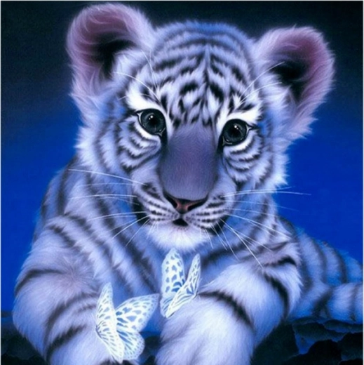 Diamantmalerei – Schneetiger 30 × 30 cm