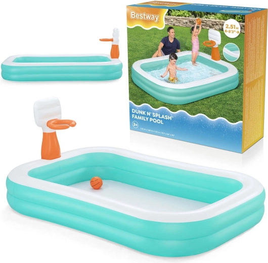 Aufblasbares Familienbecken mit Korb Dunk ‘N’ Splash 251 × 168 × 102 cm BESTWAY