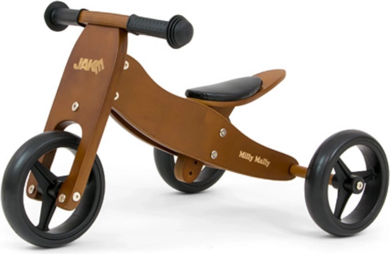 Milly Mally Holz-Laufrad und Dreirad Jake 2-in-1 Dark Natural