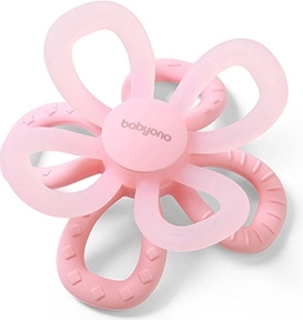 BabyOno Silikon-Beißring Flower, rosa