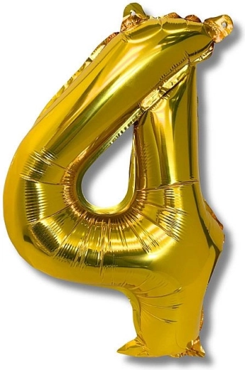 Folienballon Zahl 4, 40 cm, gold
