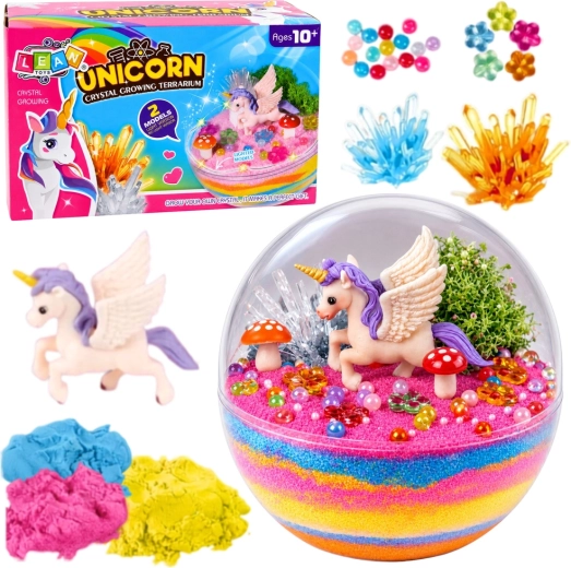 Kreativset zum Kristalle züchten – Einhorn-Terrarium mit Lichteffekten – 1 Stück