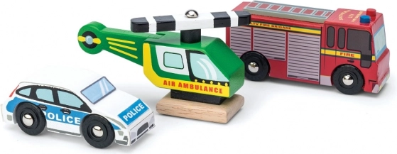 Le Toy Van Set aus hölzernen Rettungsfahrzeugen