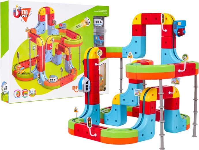 Magnetische, farbenfrohe Anti-Schwerkraft-Bahn mit Zügen – 178 Teile