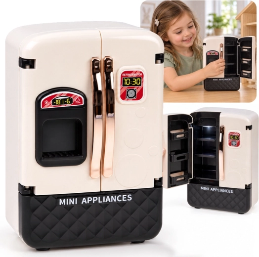 Zweitüriger Kinder-Kühlschrank für Puppen mit Licht