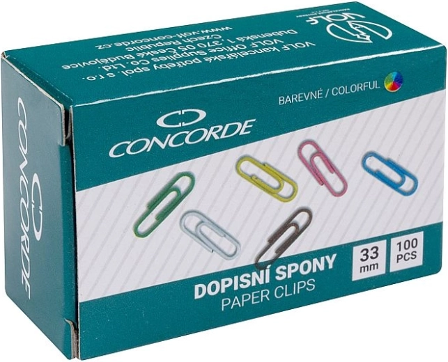 Büroklammern 33 mm farbig CONCORDE, 100 Stk.