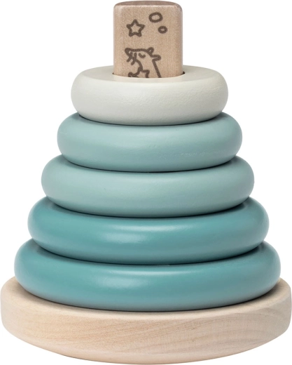 Micki Holz-Stapelpyramide mit Ringen – blau