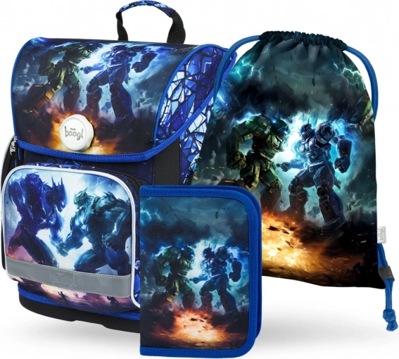 Baagl Schulset Ergo Roboter – Schultasche, Federmäppchen und Beutel