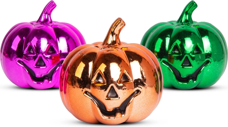Glänzende Halloween-Dekoration Kürbisse, 6 cm, 3 Stück