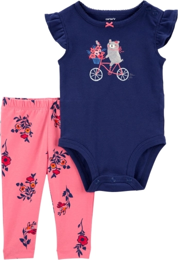 Carter’s 2-teiliges Set: Kurzarmbody und Leggings Navy Bike für Mädchen (6 Monate)