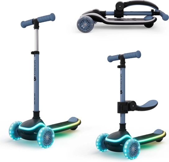 Kinderkraft RAKET UP Blue Kinderroller & Laufrad 2in1 mit LED-Lichtern
