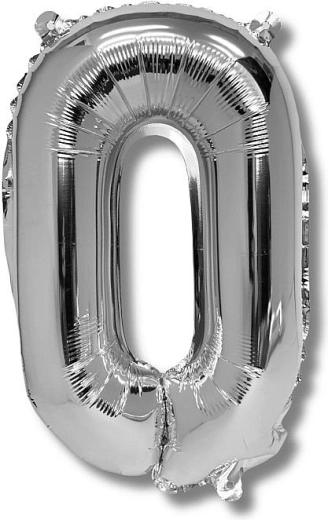 Folienballon Zahl 0, 40 cm, silber
