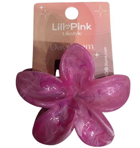 PINK großer Haarclip Blüte marmoriert rosa