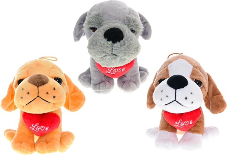 Plüschhund mit Herzchen Love 15 cm
