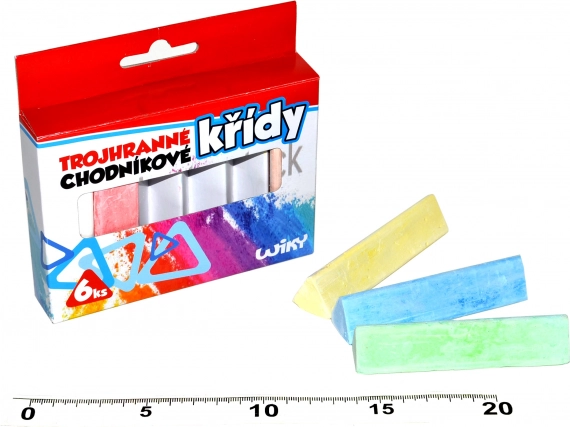 Dreikantige bunte Straßenkreiden, 6 Stück