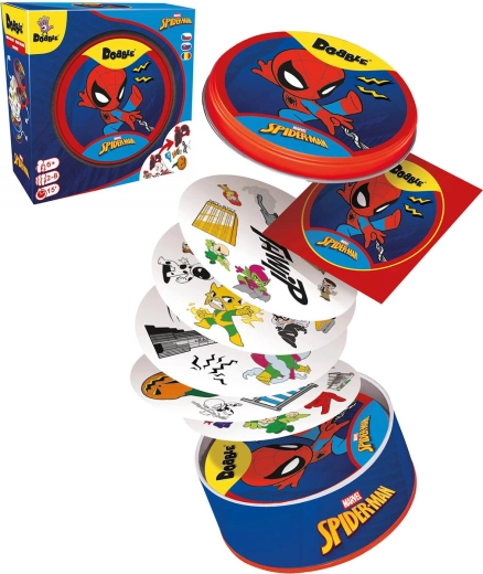 Asmodee Dobble Spider-Man – rasantes Beobachtungs- und Reaktionsspiel in einer Metalldose