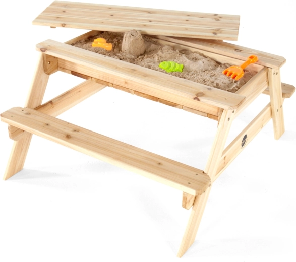Hölzerner 2-in-1-Picknicktisch mit Sandkasten