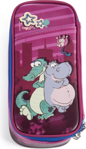 NICI Federmäppchen Krokodil und Nilpferd grün