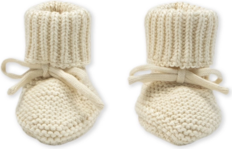 Lodger gestrickte Babyschuhe butter 0–6 Monate