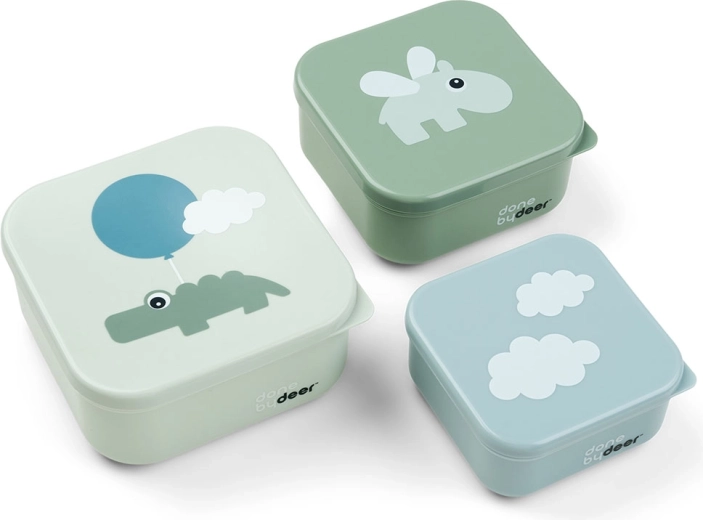 Done by Deer Set Snackboxen Happy clouds grün 3 Stk.