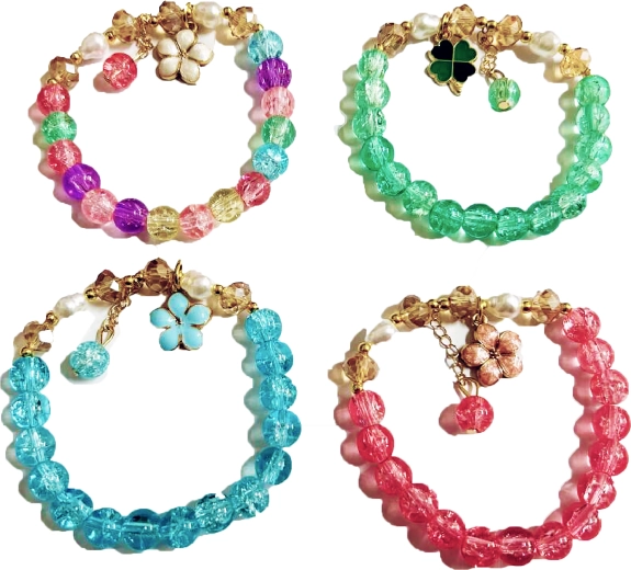 Perlenarmband mit Blume - 1 Stück
