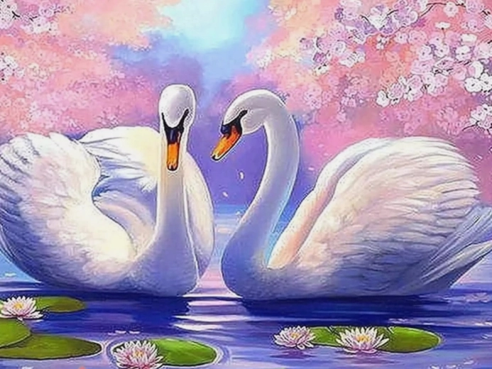 Diamantmalerei Schwanensee 30 × 40 cm