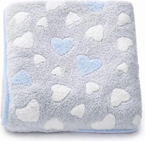 Babydecke New Baby Herzchen, blau 80×90 cm