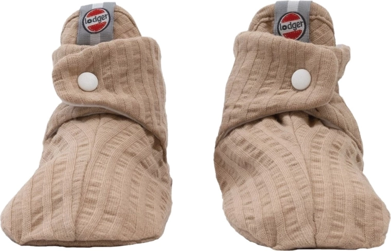 Lodger Baumwoll-Schühchen Seersucker beige 3–6 Monate