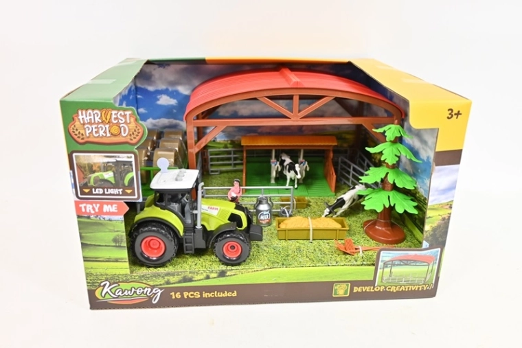 Bauernhof-Set mit Traktor (16 Teile)