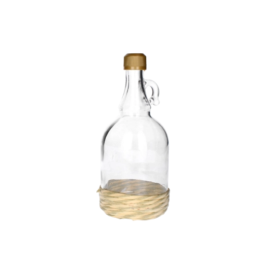 Glas-Galon 0,5 l mit Henkel im Geflecht mit Schraubverschluss