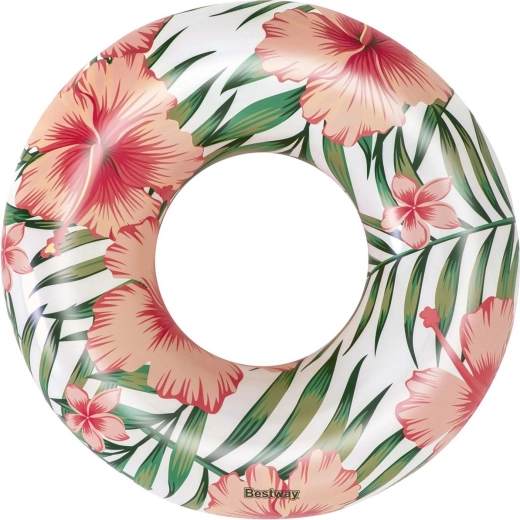 Aufblasbarer Ring 119 cm BESTWAY mit tropischem Blumenmuster