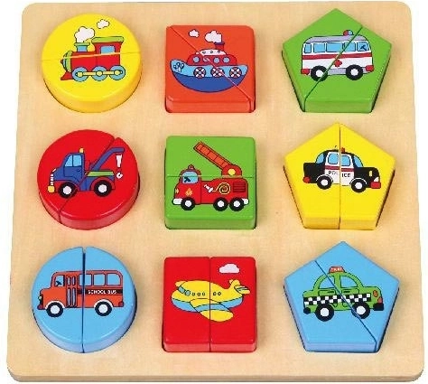 Einlegepuzzle Fahrzeuge und Formen für Kinder