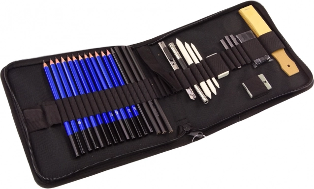 Künstler-Set zum Zeichnen Bleistifte und Zubehör 32 Stk.