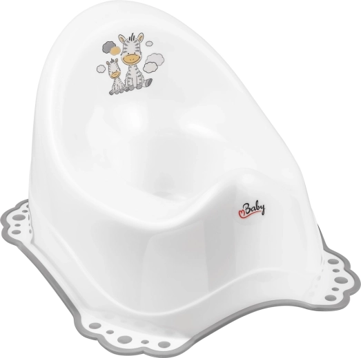 Maltex Töpfchen mit Antirutsch und Musik Zebra, weiß/grau