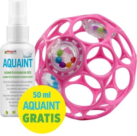 Oball Rasselball 10 cm dunkelrosa + Aquaint Reinigungswasser 50 ml