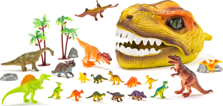Dinosaurierkopf mit Figuren – Spielset mit 25 Teilen