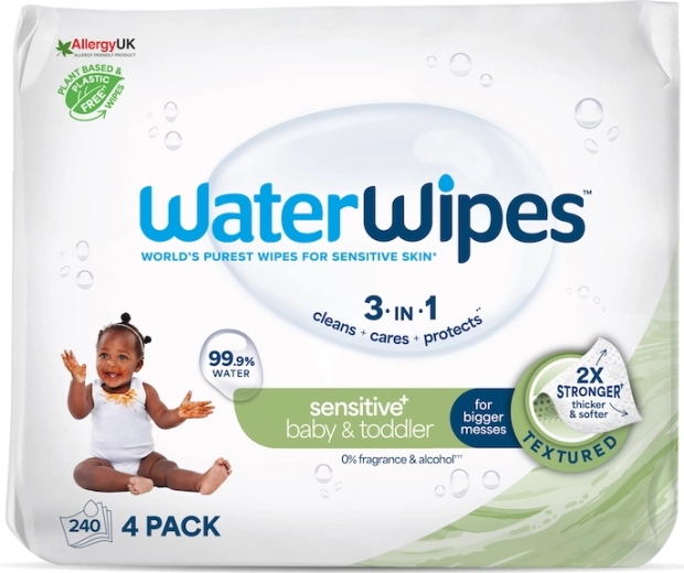 WaterWipes Baby & Toddler 3-in-1 Feuchttücher 240 Stück – 4 Packungen