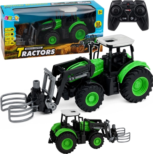 RC-Fernsteuertraktor mit Ballengreifer 1:24 grün-schwarz