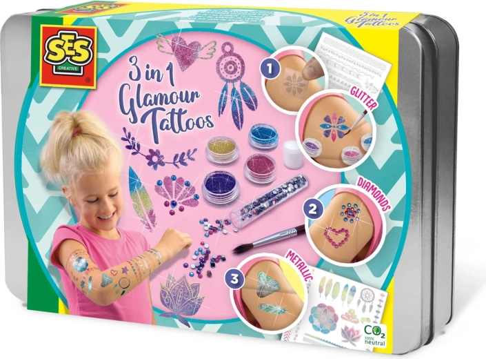 3-in-1 Glitzer-Tattoo-Set SES Creative