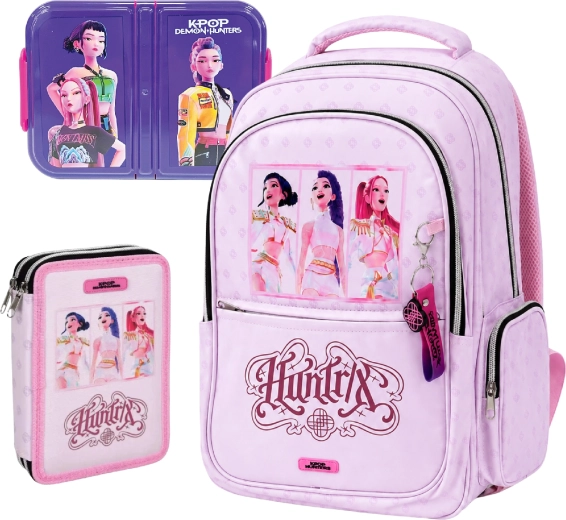 Vorteilhaftes Schulset KPop Demon Hunters Huntrix – Rucksack, gefülltes Federmäppchen und Brotdose