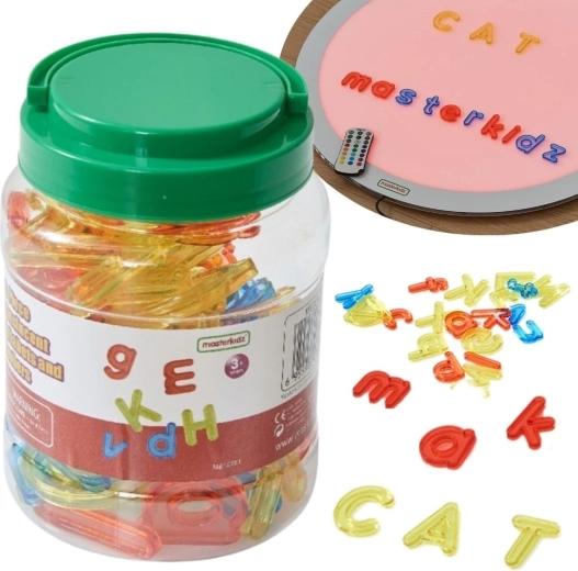 Masterkidz transparente Buchstaben – 52 farbige Zeichen für das Leuchtpanel