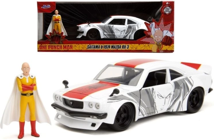Jada One-Punch Man 1974 Mazda RX-3 1:24 mit Saitama-Figur